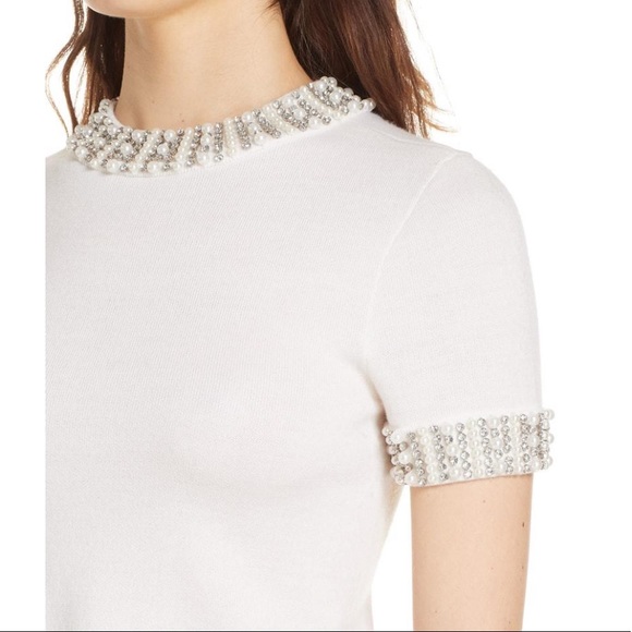 Alice + Olivia Ciara Mock Neck Embellished Crop - Picture 4 of 10